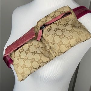 SALE! VTG Gucci Monogram Pink Waist Bag Fanny Pack